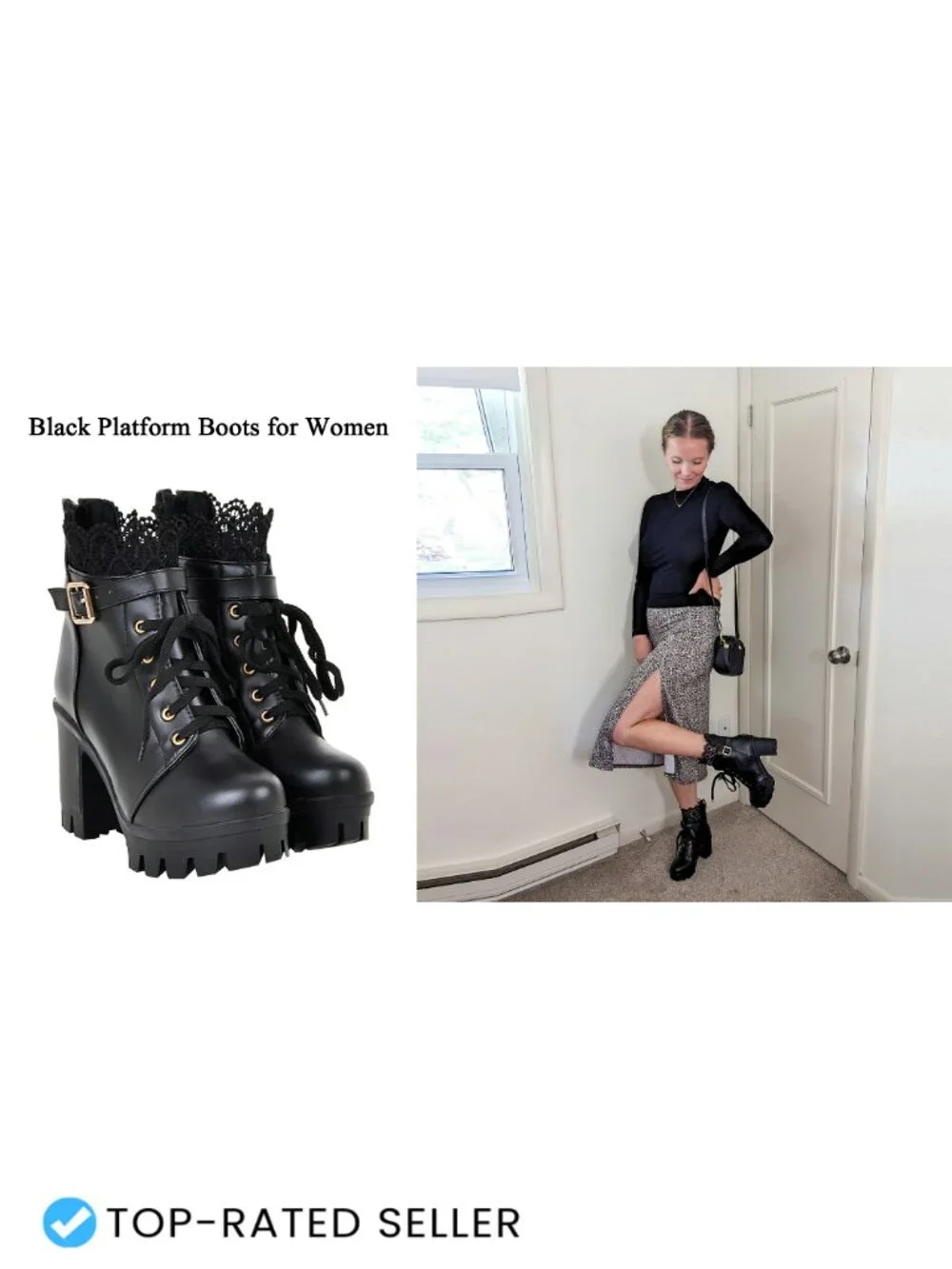 Chunky Platform Ankle Boots High Heel Lace Up Back Zipper Gothic Sweet Lolita